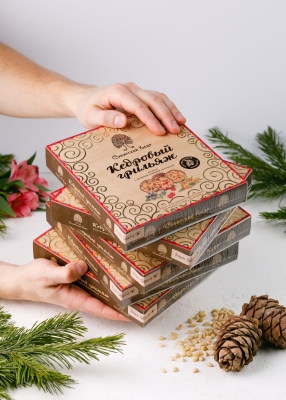 Кедровый грильяж ассорти, 120 г — черника, клюква, облепиха — 5 коробок