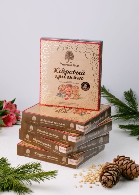 Кедровый грильяж ассорти, 120 г — черника, клюква, облепиха — 5 коробок