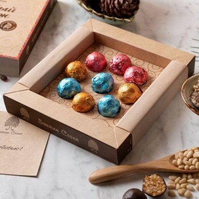 Кедровый грильяж ассорти, 120 г — черника, клюква, облепиха — 5 коробок