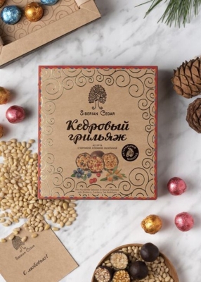 Кедровый грильяж ассорти, 120 г — черника, клюква, облепиха — 5 коробок