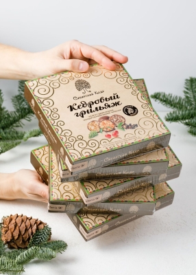 Кедровый грильяж ассорти, 120 г — яблоко, сосновая шишка, черёмуха — 5 коробок