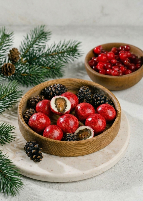 Сосновая шишка в белом шоколаде с брусникой, 60 г