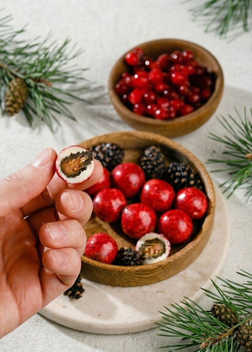 Сосновая шишка в белом шоколаде с брусникой, 60 г