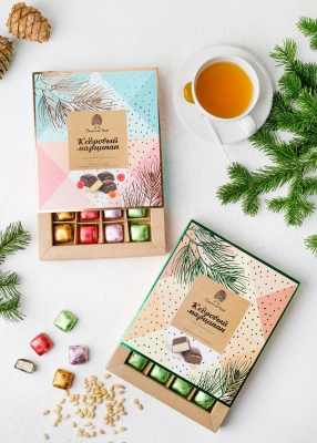 Кедровый марципан ассорти, 170 г — клюква, малина, облепиха