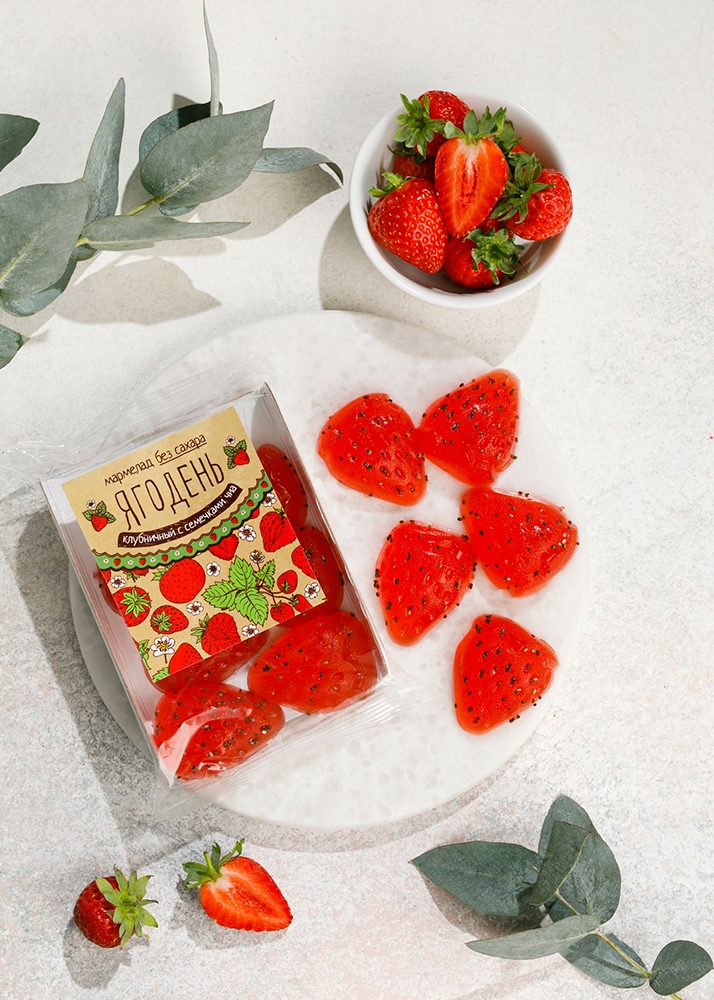 Мармелад «Ягодень» клубничный с семенами чиа, 140 г