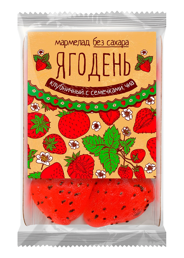 ᐉ Мармелад «Ягодень» клубничный с семенами чиа, 140 г • купить по цене ...