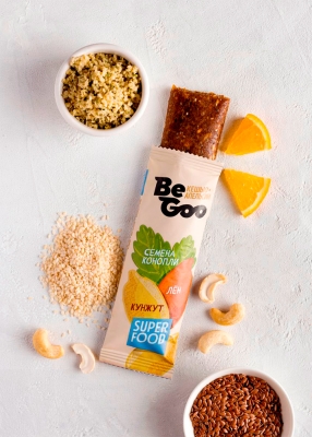 Батончик орехово-фруктовый BeGoo кешью + апельсин, 24 шт. | шоу-бокс