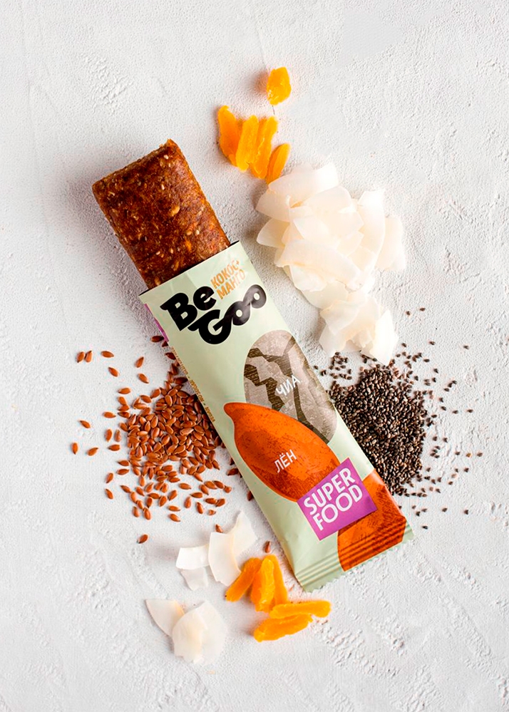 Батончик орехово-фруктовый BeGoo кокос + манго, 24 шт. | шоу-бокс