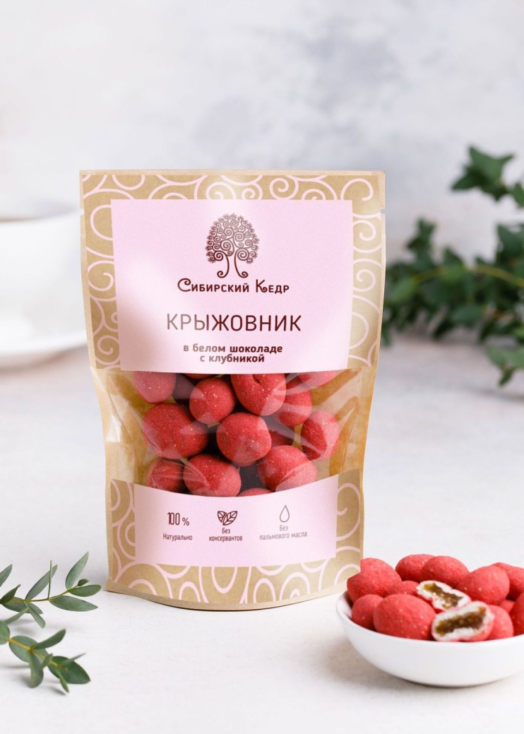 Крыжовник в белом шоколаде с клубникой, 60 г