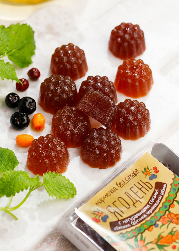 Мармелад «Ягодень» ассорти, 165 г — облепиха, брусника, черноплодка