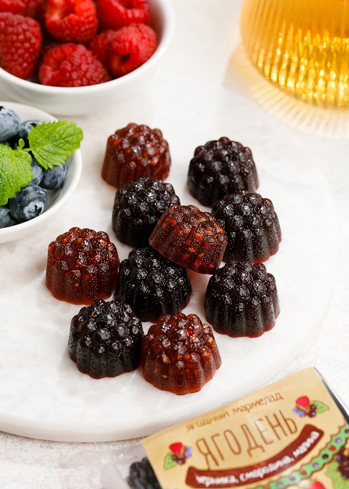 Мармелад «Ягодень» ассорти, 165 г — черника, смородина, малина