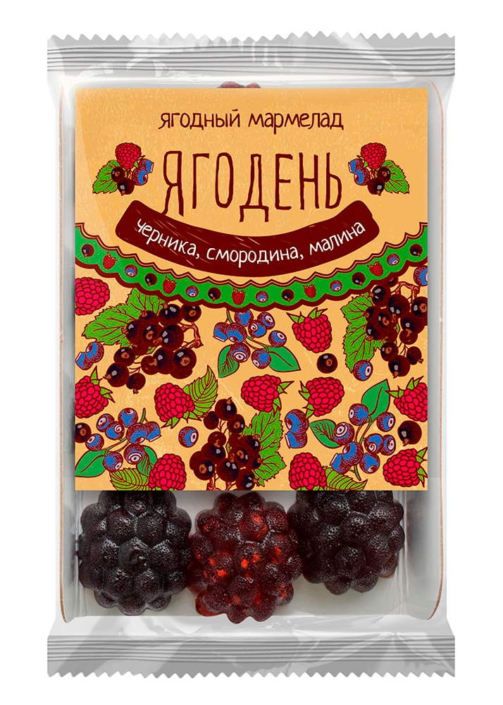 Мармелад «Ягодень» ассорти, 165 г — черника, смородина, малина