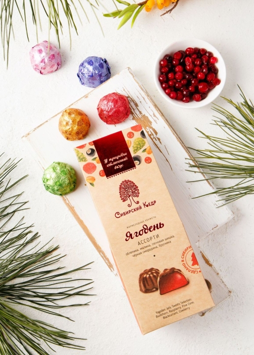 Мармеладные конфеты &laquo;Ягодень&raquo; ассорти, 85 г | мини-набор &mdash; малина, облепиха, сосновая шишка, брусника, смородина