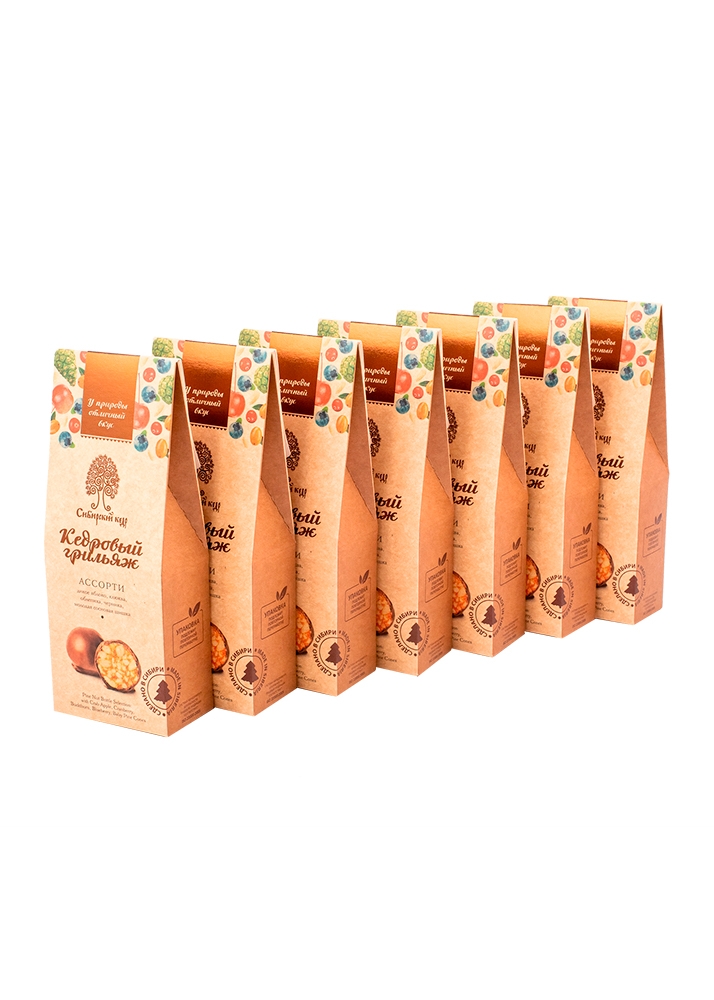 Кедровый грильяж ассорти, 70 г — 7 коробок