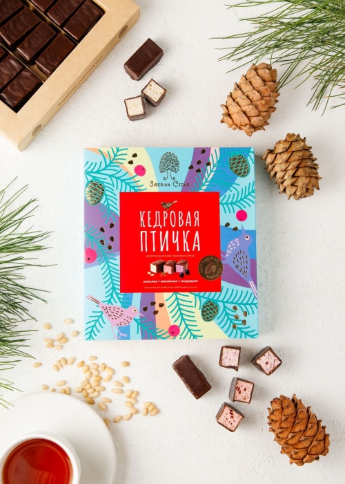 Кедровая птичка, 180 г — классика, земляника, смородина — 5 коробок