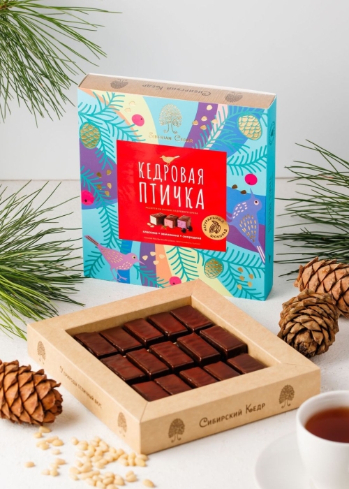 Кедровая птичка, 180 г — классика, земляника, смородина — 5 коробок