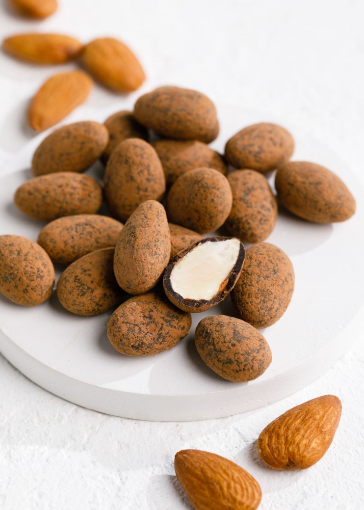 Миндаль в горьком шоколаде без сахара с корицей, 60 г