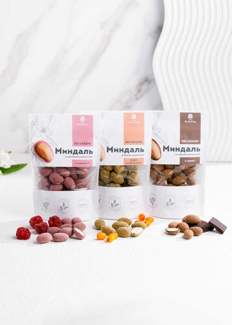 Миндаль в горьком шоколаде без сахара с корицей, 60 г