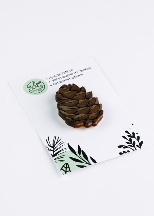 Деревянная брошь «Шишка»