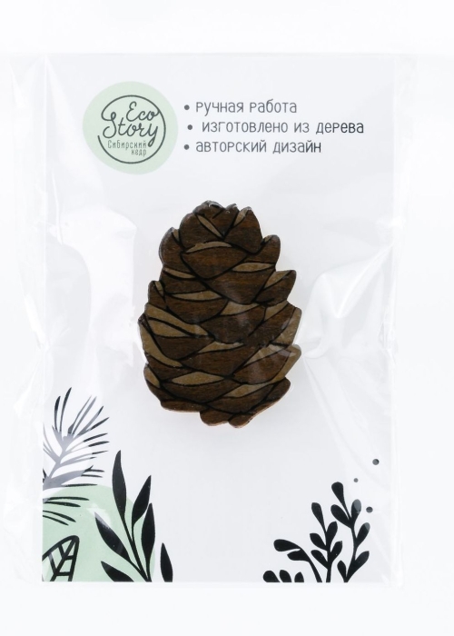 Деревянная брошь «Шишка»
