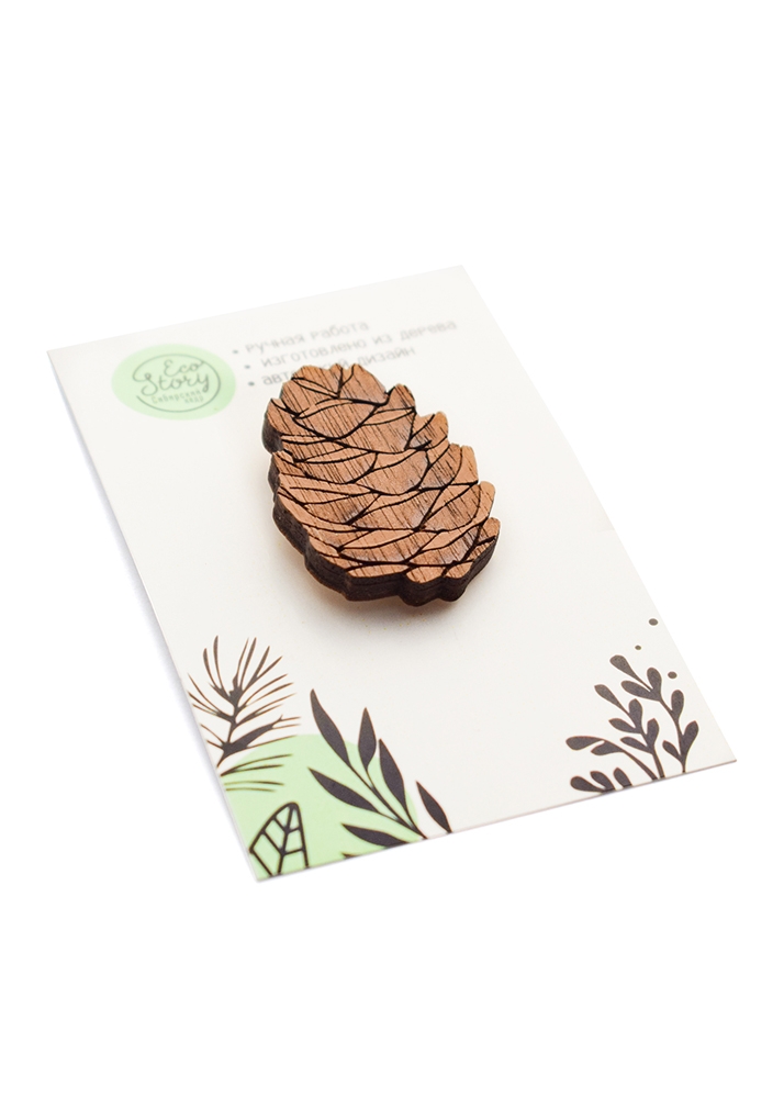 Деревянная брошь «Шишка»