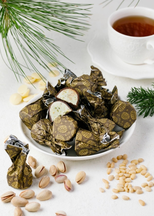 Кедровый трюфель из белого шоколада с фисташкой, 1 кг