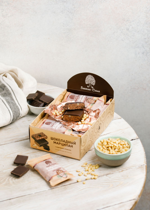 ★ Москва ★ Кедровый марципан шоколадный, 720 г | шоу-бокс — 18 батончиков