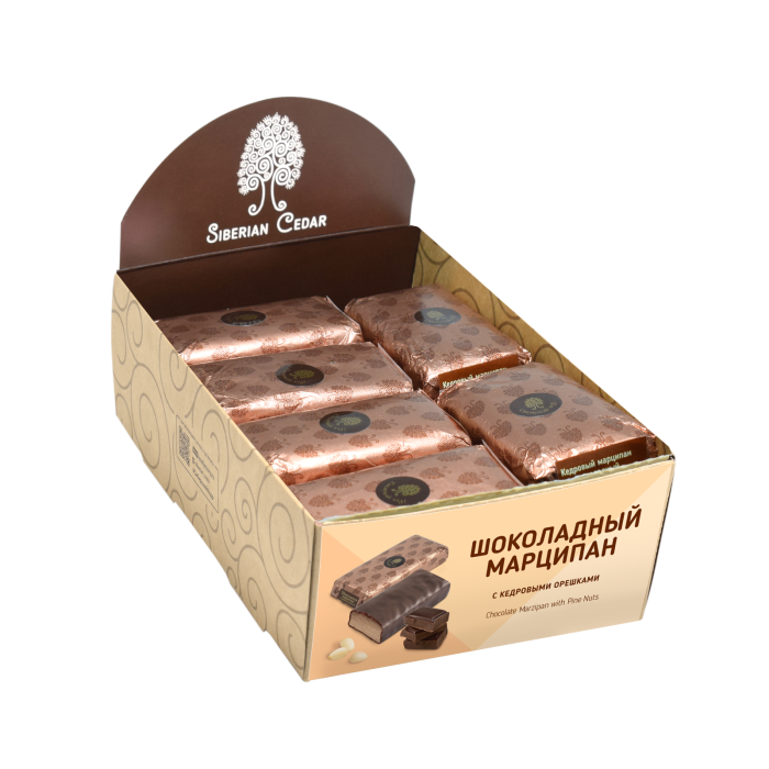 ★ Москва ★ Кедровый марципан шоколадный, 720 г | шоу-бокс — 18 батончиков