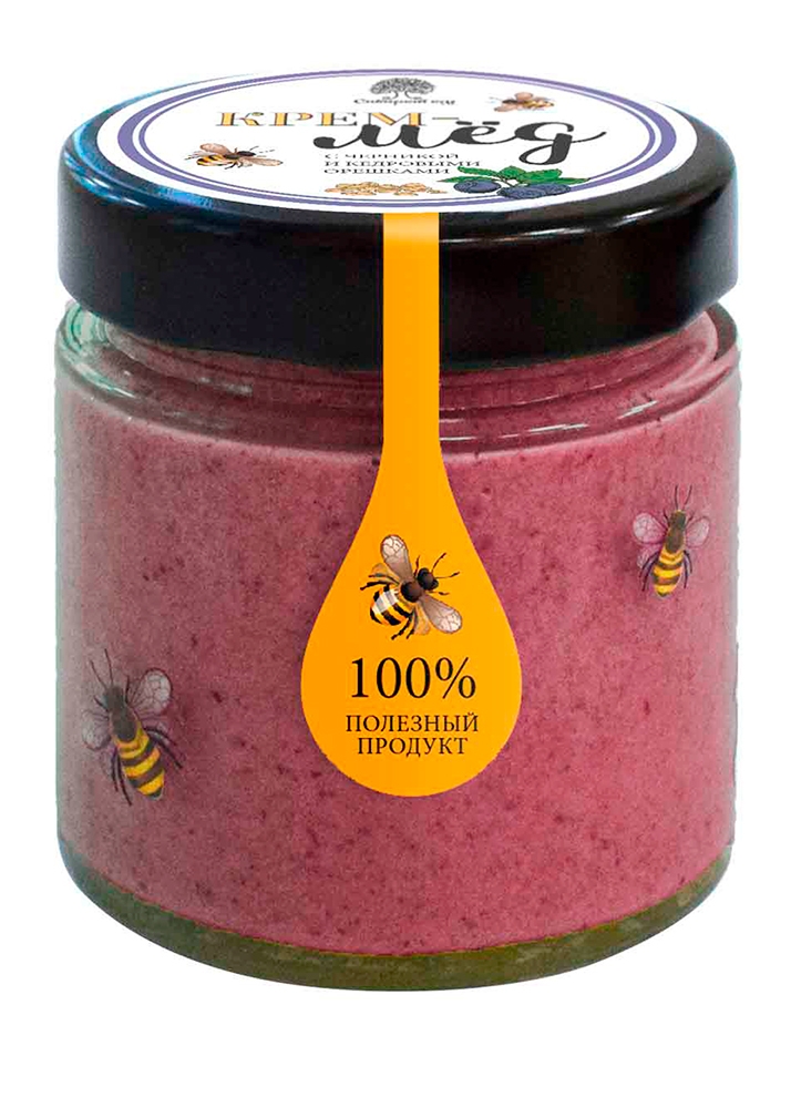 Крем-мёд с черникой и кедровым орехом, 180 г
