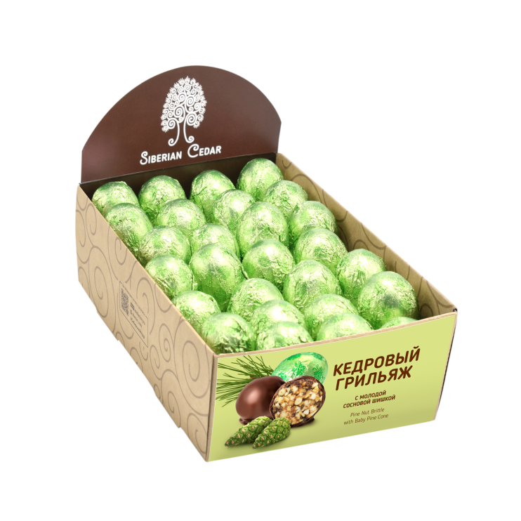 Кедровый грильяж с сосновой шишкой, 540 г | шоу-бокс
