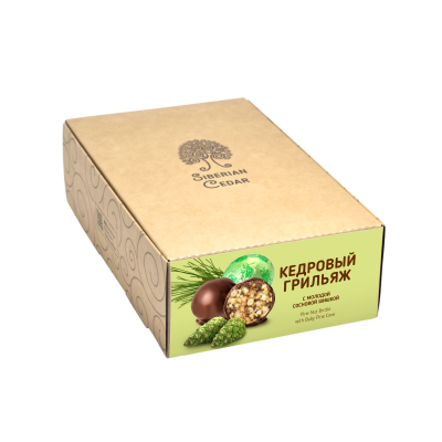 Кедровый грильяж с сосновой шишкой, 540 г | шоу-бокс
