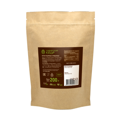 Ядро кедрового ореха, 200 г — крафт-пакет