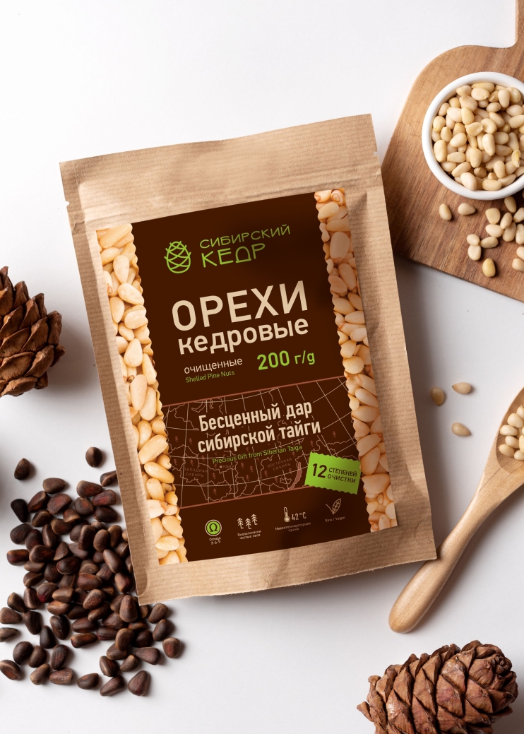 Ядро кедрового ореха, 200 г — крафт-пакет