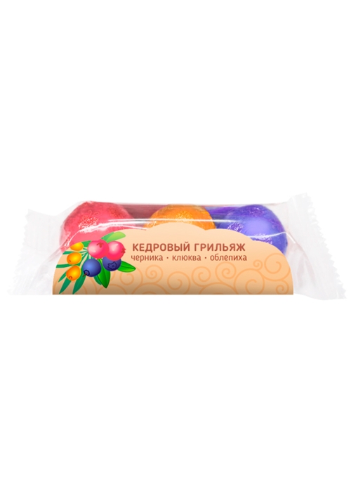 ★ Москва ★ Кедровый грильяж ассорти, 40 г — клюква, черника, облепиха