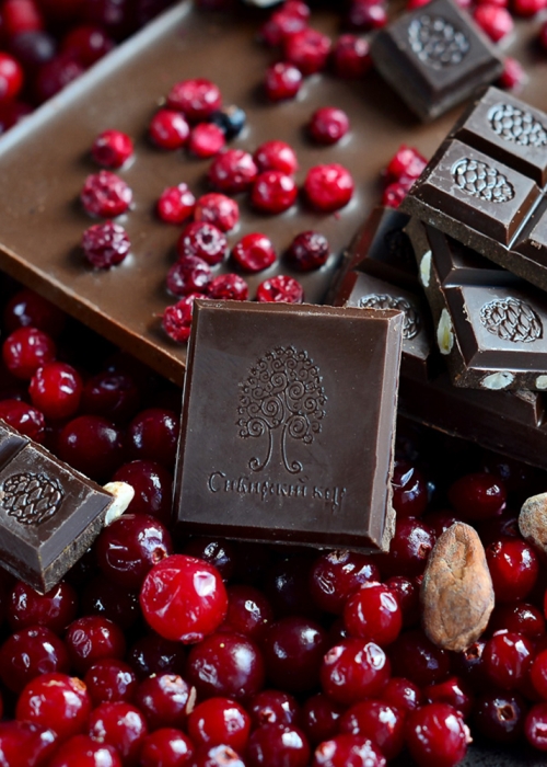 ★ Молочный шоколад с земляникой и брусникой, 100 г