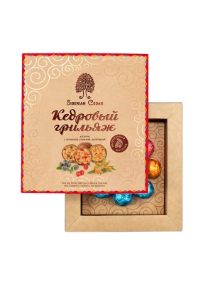 Кедровый грильяж ассорти, 120 г — черника, клюква, облепиха