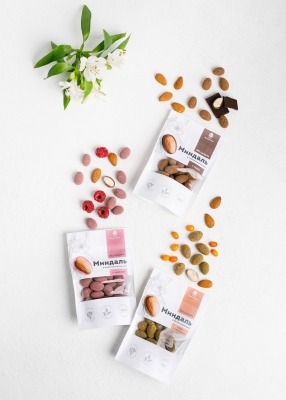 Миндаль в белом шоколаде без сахара с кофе и облепихой, 60 г