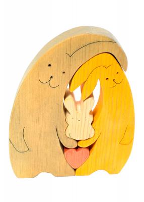 设置的木制玩具“家庭小兔子”