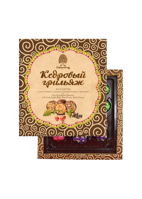 ★ Кедровый грильяж ассорти, 120 г — яблоко, сосновая шишка, черёмуха