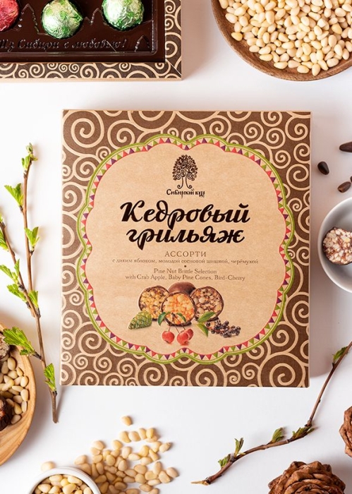 ★ Кедровый грильяж ассорти, 120 г — яблоко, сосновая шишка, черёмуха