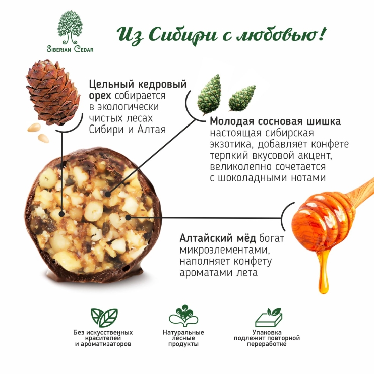 Кедровый грильяж с сосновой шишкой, 1 конфета
