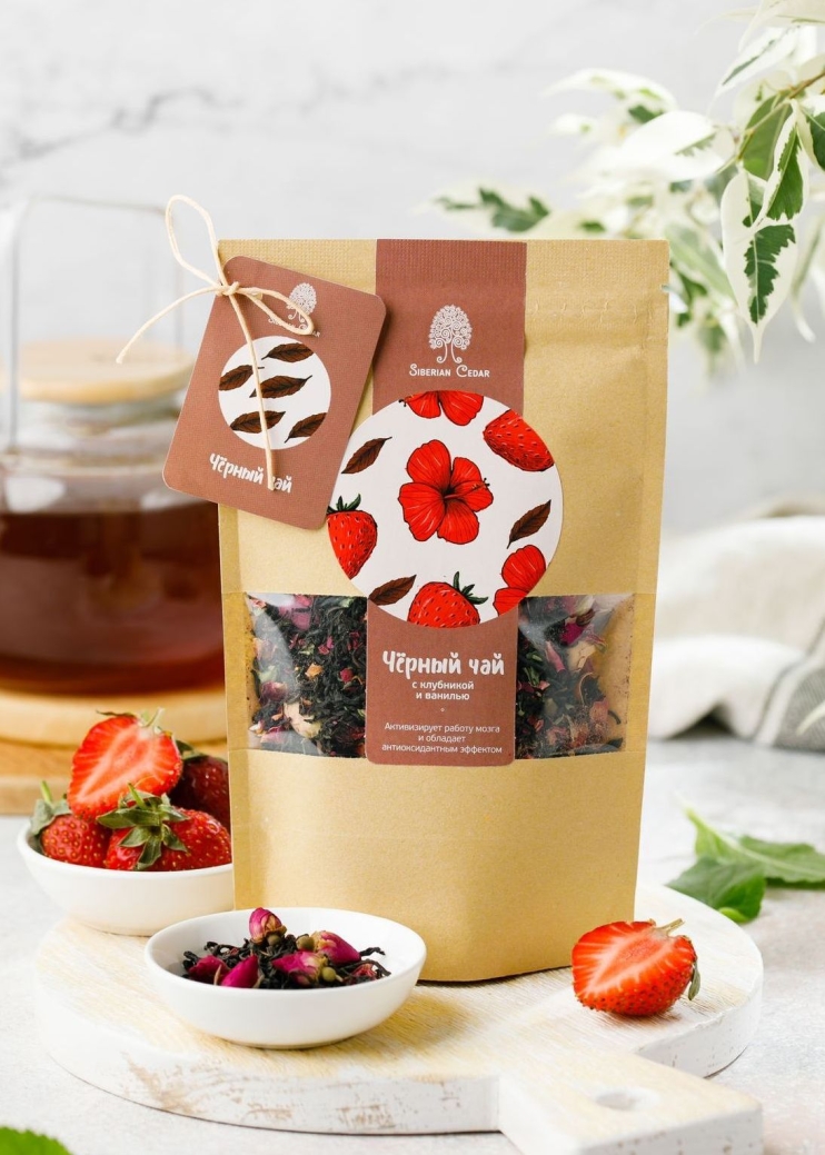 ★ Чай чёрный с клубникой и ванилью, 40 г