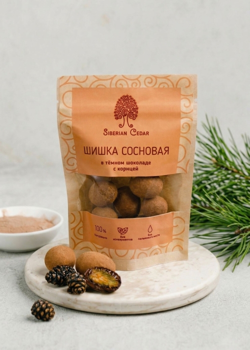 Сосновая шишка с корицей в тёмном шоколаде, 60 г