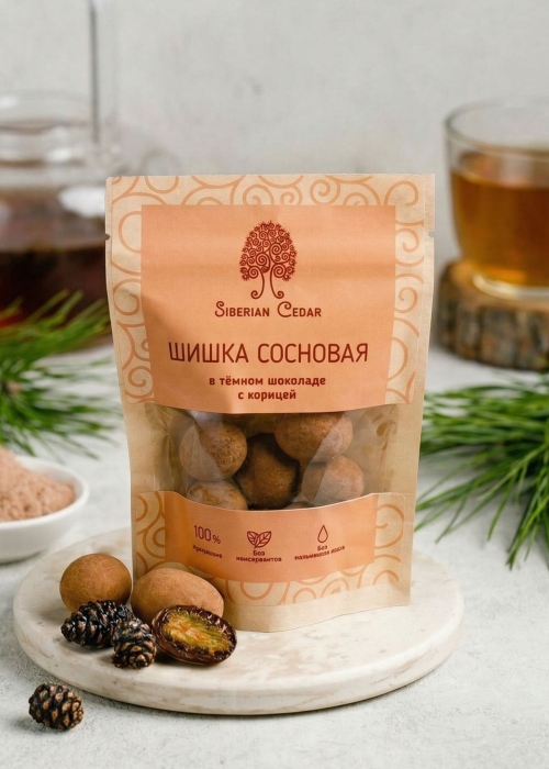 Сосновая шишка с корицей в тёмном шоколаде, 60 г