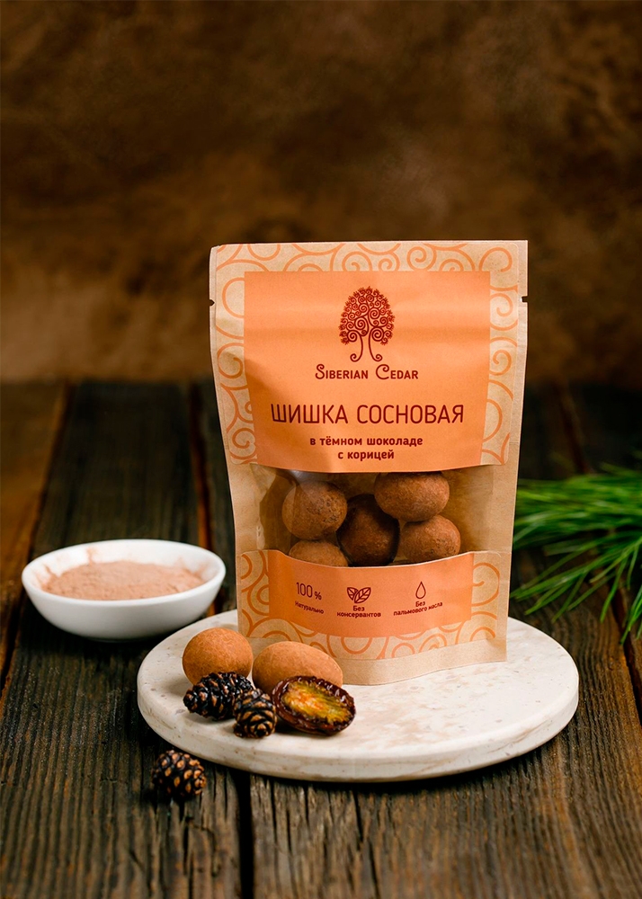 Сосновая шишка с корицей в тёмном шоколаде, 60 г
