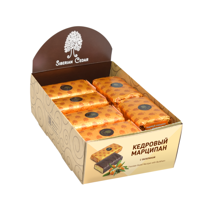 ★ Кедровый марципан с облепихой, 720 г | шоу-бокс — 18 батончиков
