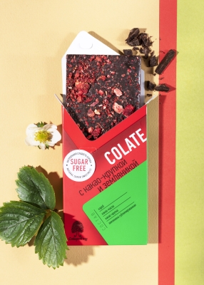 Шоколад без сахара NEOcolate с какао-крупкой и земляникой, 30 г