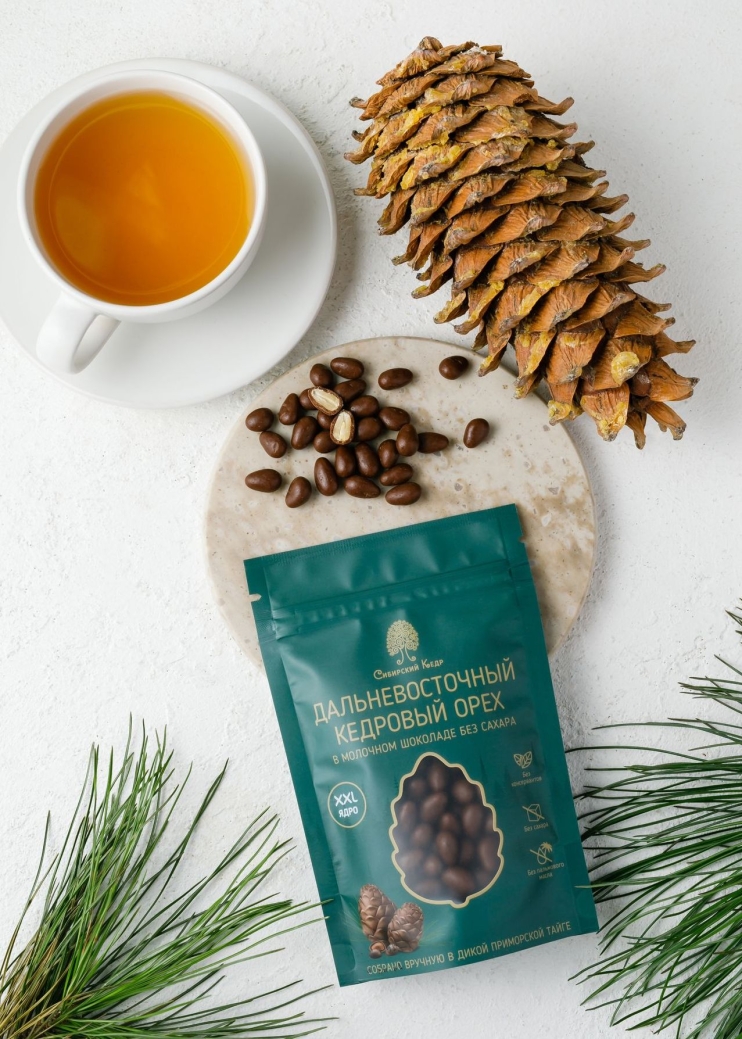 Ядро дальневосточного кедрового ореха в молочном шоколаде без сахара, 60 г
