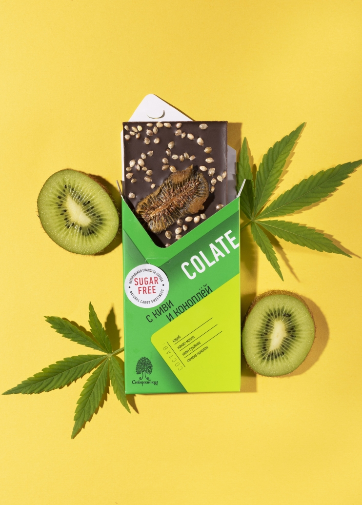 Шоколад без сахара NEOcolate с коноплёй и киви, 30 г