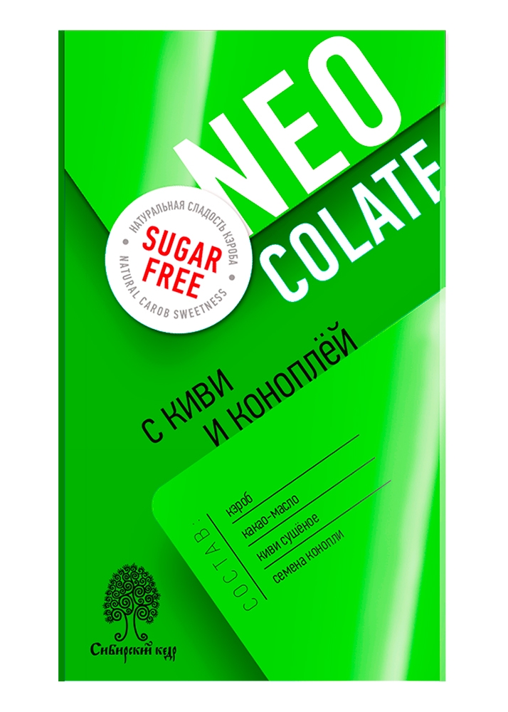 Шоколад без сахара NEOcolate с коноплёй и киви, 30 г